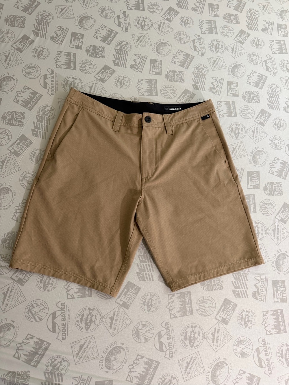 Volcom Frickin Cross Shred Static Light Khaki Hybrid Shorts Men's Size 34